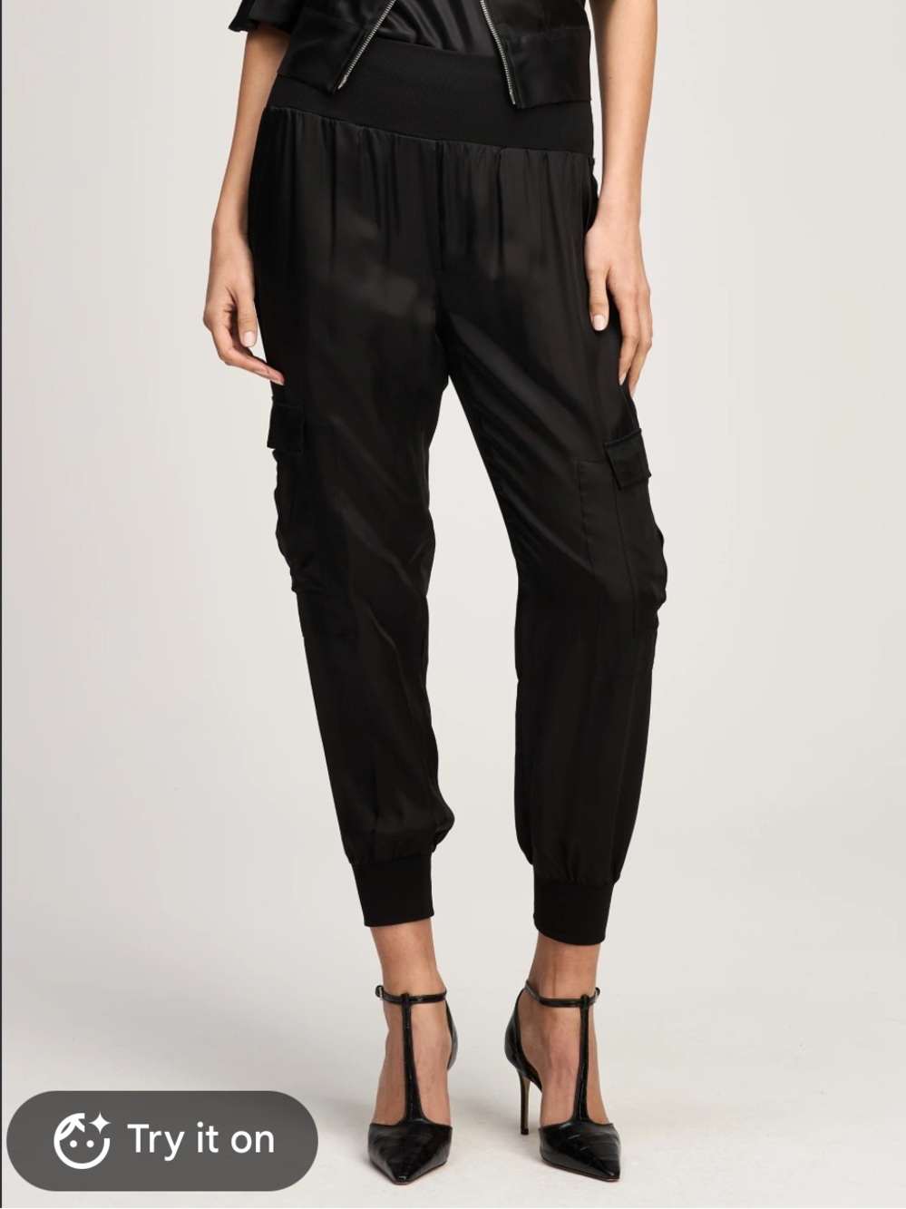 Cinq à Sept | Giles Cargo Pants utility inspired joggers high waist cupro satin